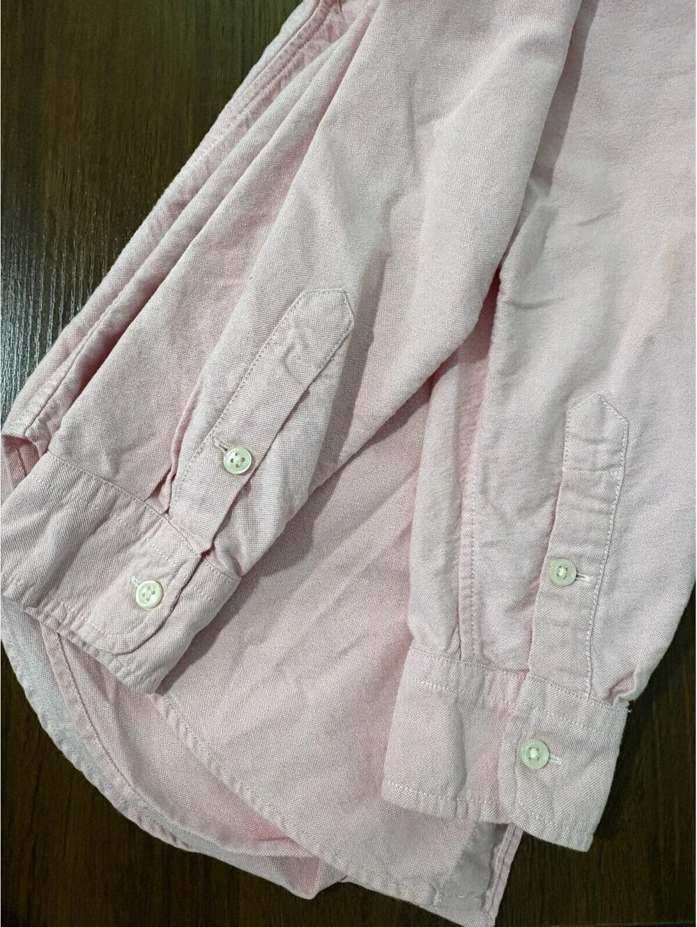 Ralph Lauren Boys Size 16 Solid Pink Logo Long Sleeve Button-Down Shirt